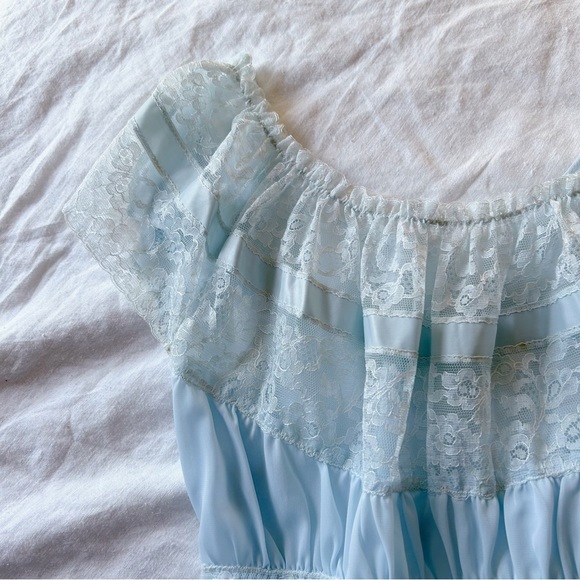 Vintage 1960’s Coquette Slip Dress Powder Blue S - Picture 5 of 8